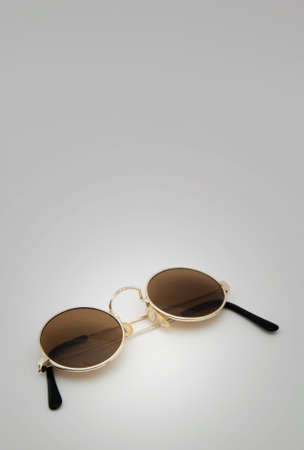 classic round sunglasses on white backgroundの写真素材