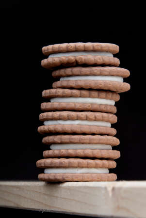 Vanilla cream filled cookiesの写真素材