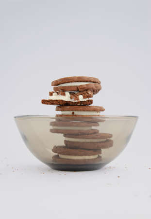 Vanilla cream filled cookiesの写真素材