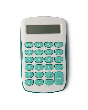 Calculator isolated on white background with clipping path. Above view.