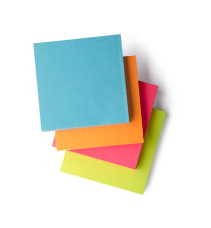 Sticky notes isolated on white background with clipping path. Above view.