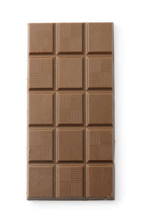 Brown chocolate tablet isolated on white backgroud. Above view.の写真素材