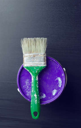 Used paintbrush over dark background, above view