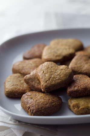 Close up of homemade heart shaped cookies