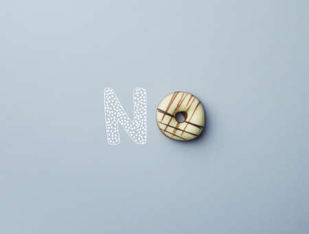Donut with a doodle text "No", denial or negative conceptの写真素材