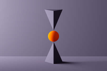 Two pyramids and a sphere in perfect balance - 3D Rendering