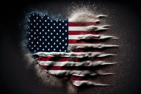 USA Flag made out of dust particles. Generative AIの素材