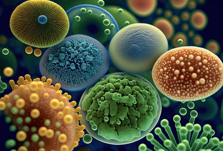 Illustration of multiple microorganism. Generative AIの素材
