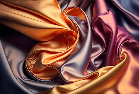 Colorful and beautiful silk fabric. Generative AIの素材