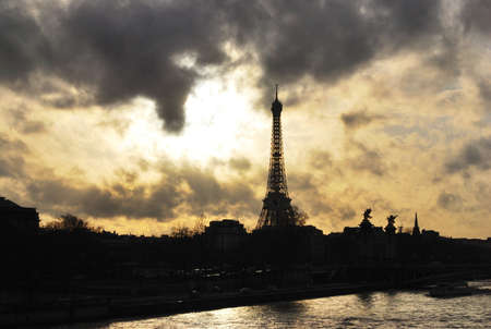 The Eiffel tower in contrast with the sky
