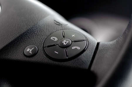 Steering wheel commands of modern luxurious carの写真素材