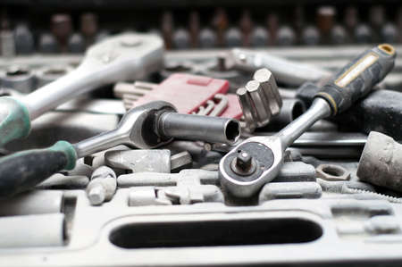 kit of adjustable metallic tools の写真素材