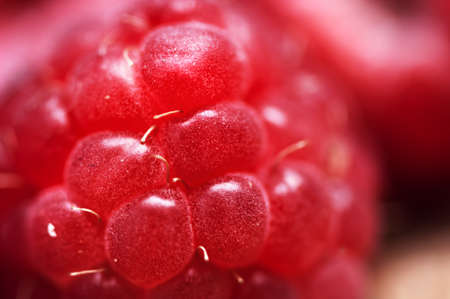 Macro wallpaper with fresh raspberry and red background
