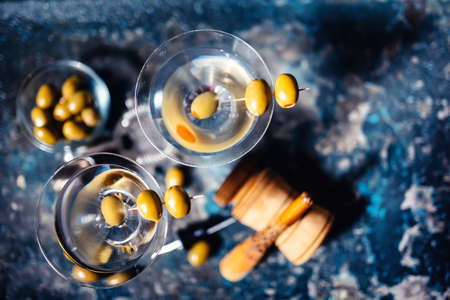 Martini classic cocktails. Dry vodka martini served in clubs and restaurantsの写真素材