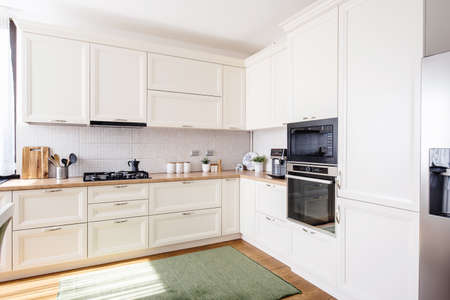 new kitchen interior with modern furniture in luxurious homeの写真素材