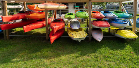 Colorful Canoe Kayak Standの写真素材