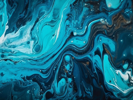 Beautiful abstraction of liquid paints in slow blending flow mixing together gentlyの素材