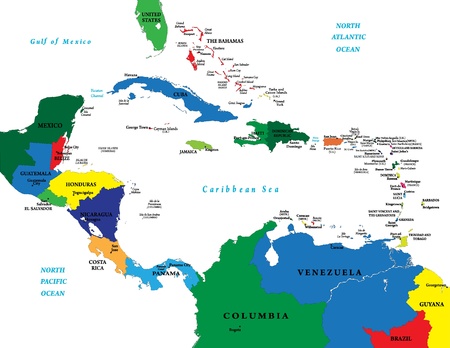 Central America and the Caribbean Islands mapのイラスト素材