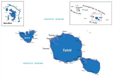 Tahiti and Bora-Bora mapのイラスト素材