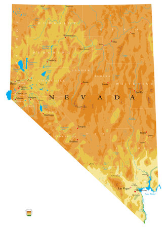 Nevada highly detailed physical mapのイラスト素材