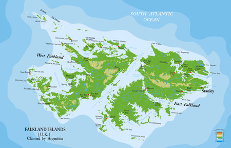 Falkland (Malvines) islands physical mapのイラスト素材