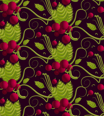 A branch of a vine with a bunch of grapes. Seamless patternのイラスト素材