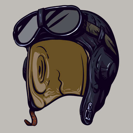 Flying black aviator helmet with goggles.のイラスト素材
