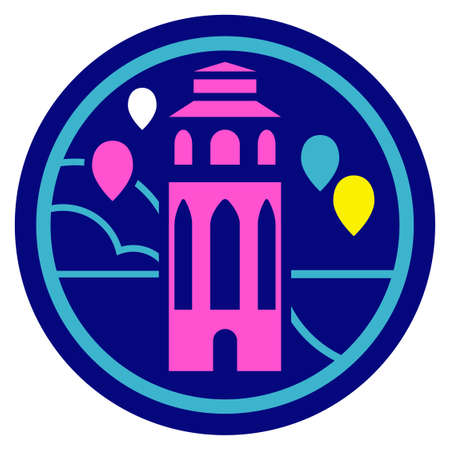 Stylized image of a tower on a festive square. Icon for an avatar.のイラスト素材
