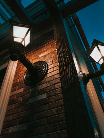 Very nice street lights on the building.の写真素材
