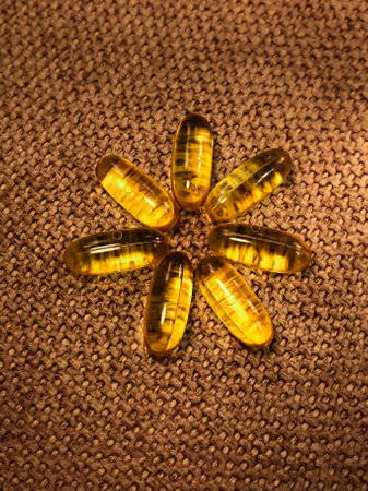 Vitamins Omega 3 on a beautiful background.の写真素材