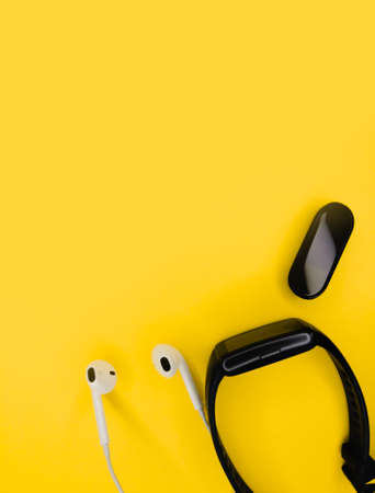 Fitness accessories are on the table.の写真素材