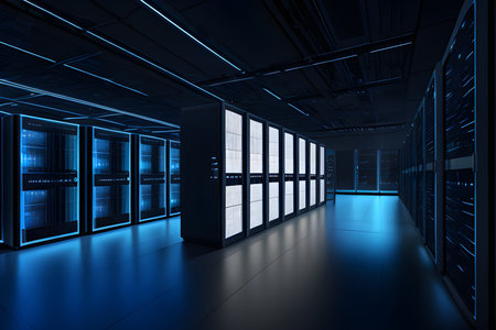 Data center premises with computers, big data.の素材