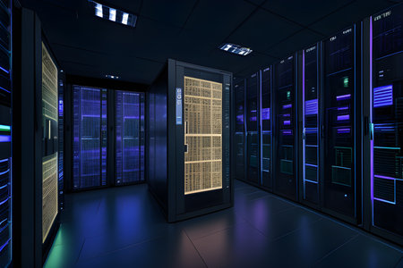 Data center premises with computers, big data.の素材