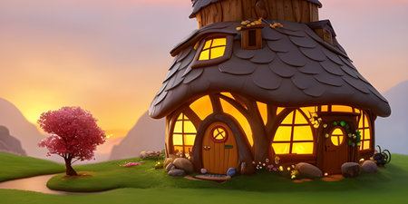 House in the middle of a fairy-tale forest.の素材