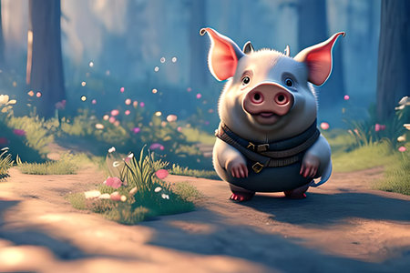 Very cute pig, illustration.の素材