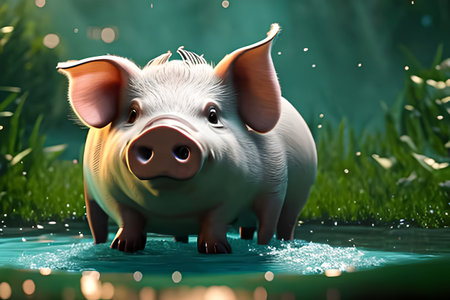 Very cute pig, illustration.の素材