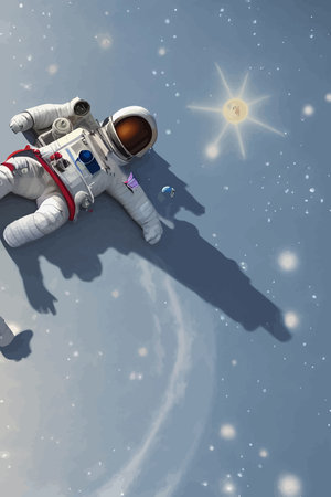 Astronaut flies in outer spaceのイラスト素材