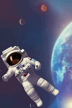 Astronaut flies in outer spaceのイラスト素材