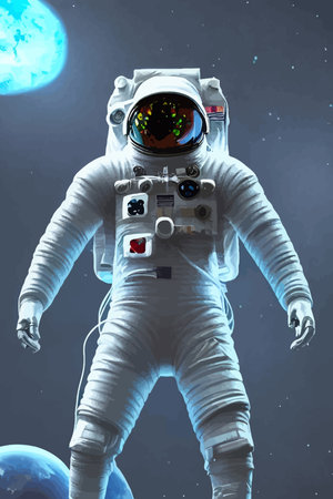 Astronaut flies in outer spaceのイラスト素材