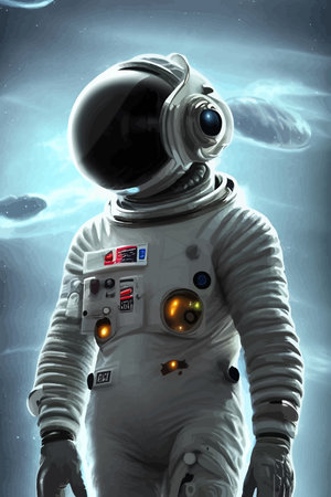 Astronaut flies in outer spaceのイラスト素材
