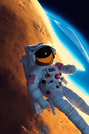 Astronaut flies in outer spaceのイラスト素材