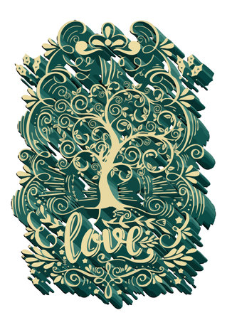 Love tree, large t-shirt print.のイラスト素材