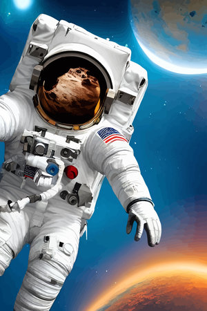 Astronaut flies in outer spaceのイラスト素材