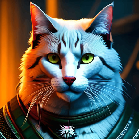 A cat in armor, strong and courageous, and fat.のイラスト素材