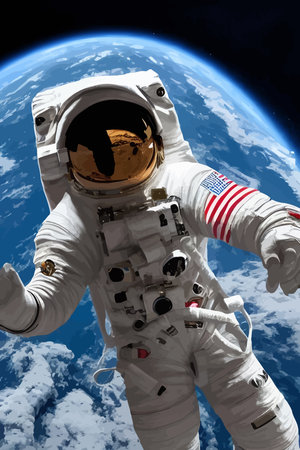 Astronaut flies in outer spaceのイラスト素材