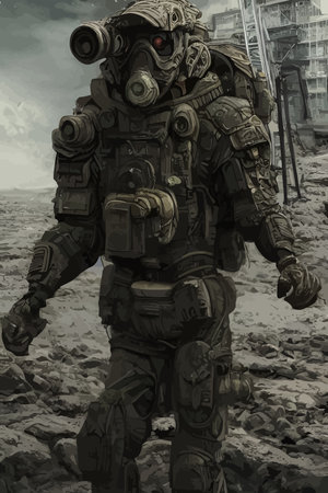 Soldier from the future in an exoskeletonのイラスト素材