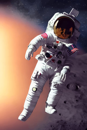 Astronaut flies in outer spaceのイラスト素材