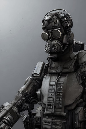 Soldier from the future in an exoskeleton