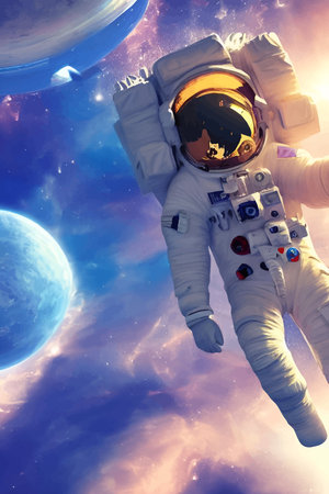 Astronaut flies in outer spaceのイラスト素材