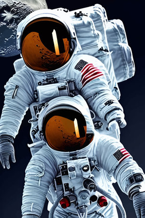 Astronaut flies in outer spaceのイラスト素材